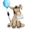 Anillustration Ansichtkaart Gefeliciteerd met ezel en ballon