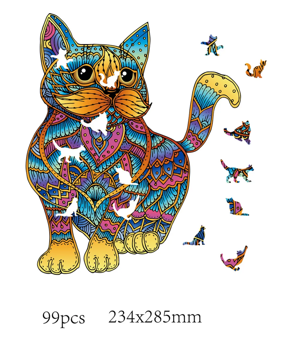 Eureka Regenboog Houten Puzzel Kat
