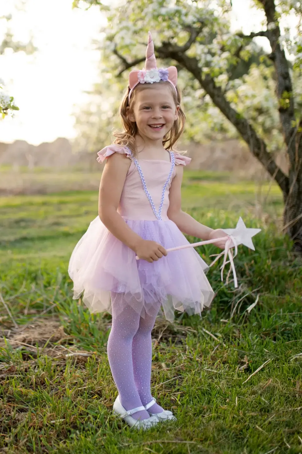 Great Pretenders Shimmer Unicorn Jurk & Diadeem Pink size 5-6