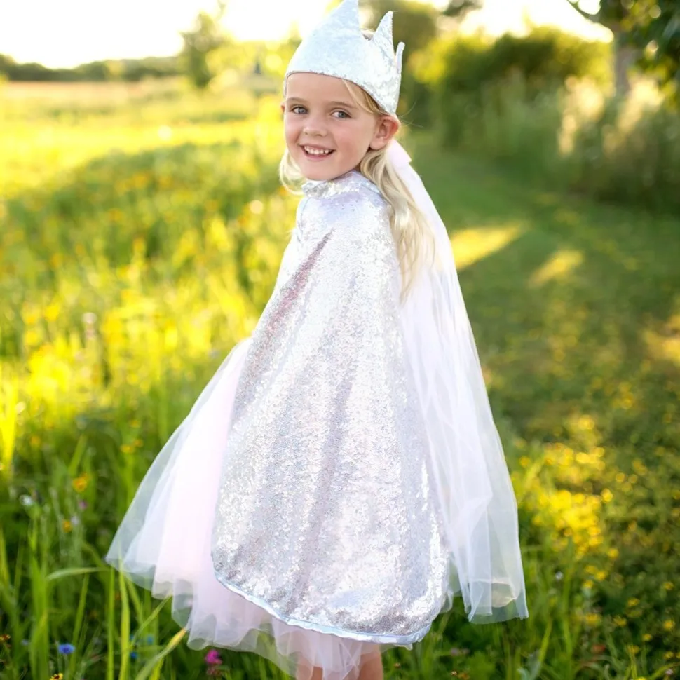 Great Pretenders Silver Sequins Reversible Cape Size 5-6