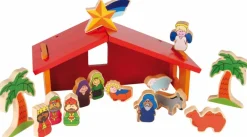 Kerststal Kribbe 14-delig Hout