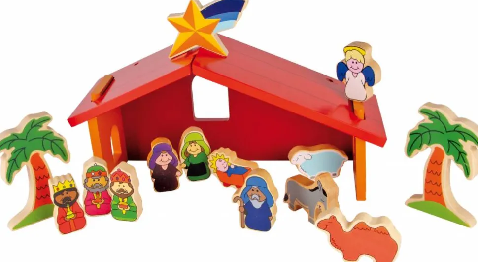Kerststal Kribbe 14-delig Hout