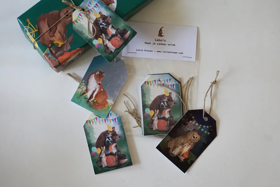Lotte Drouen Cadeaulabelset Bosdieren