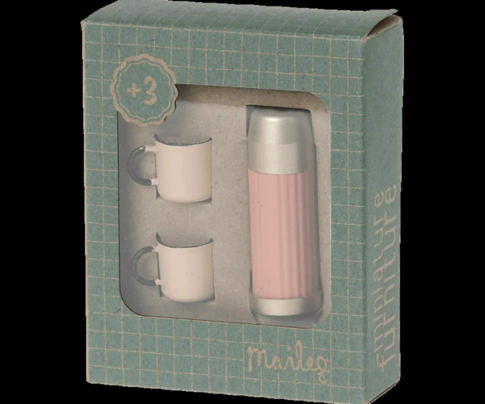Maileg Thermosfles met 2 Mokken Soft Coral