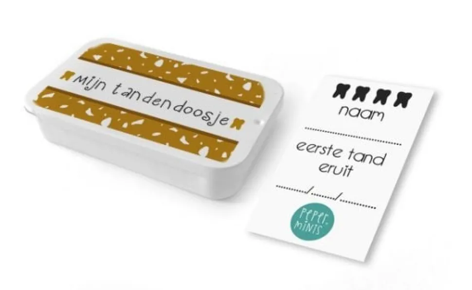 Pepermints Tandendoosje Terrazzo Mosterd