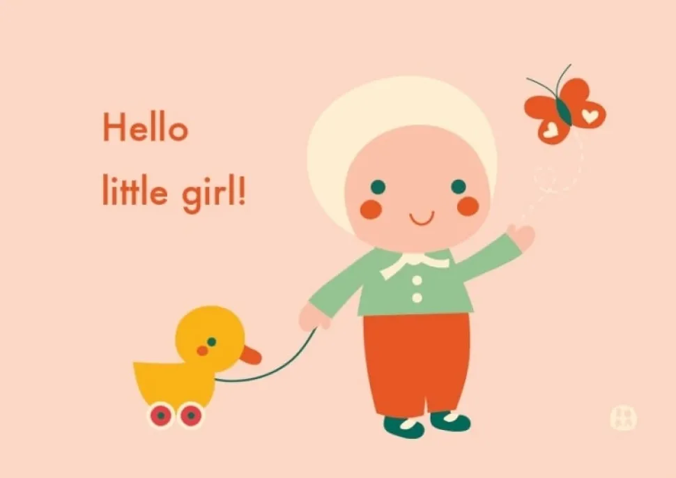 Postkaart Hello little girl