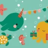 Postkaart Party in the water