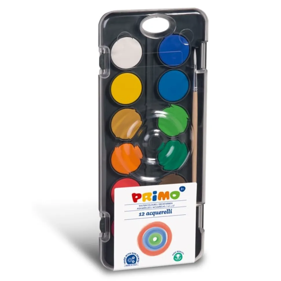 Primo Aquarelverf tablet/penseel ø30mm (12 kleuren)