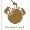 Wenskaart de wereld is nog mooier met jou erbij (goud)
