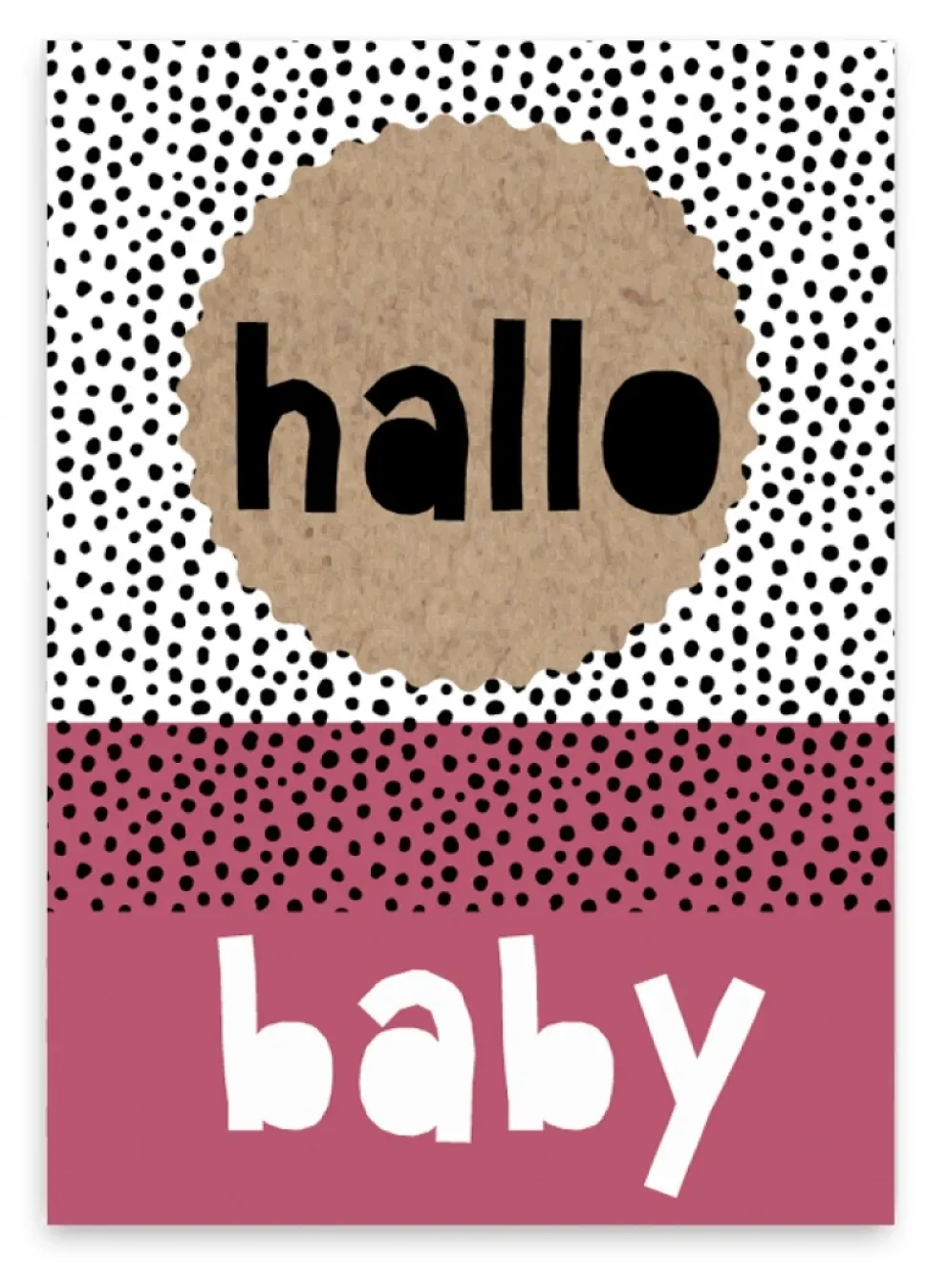 Wenskaart Hallo baby (roze)