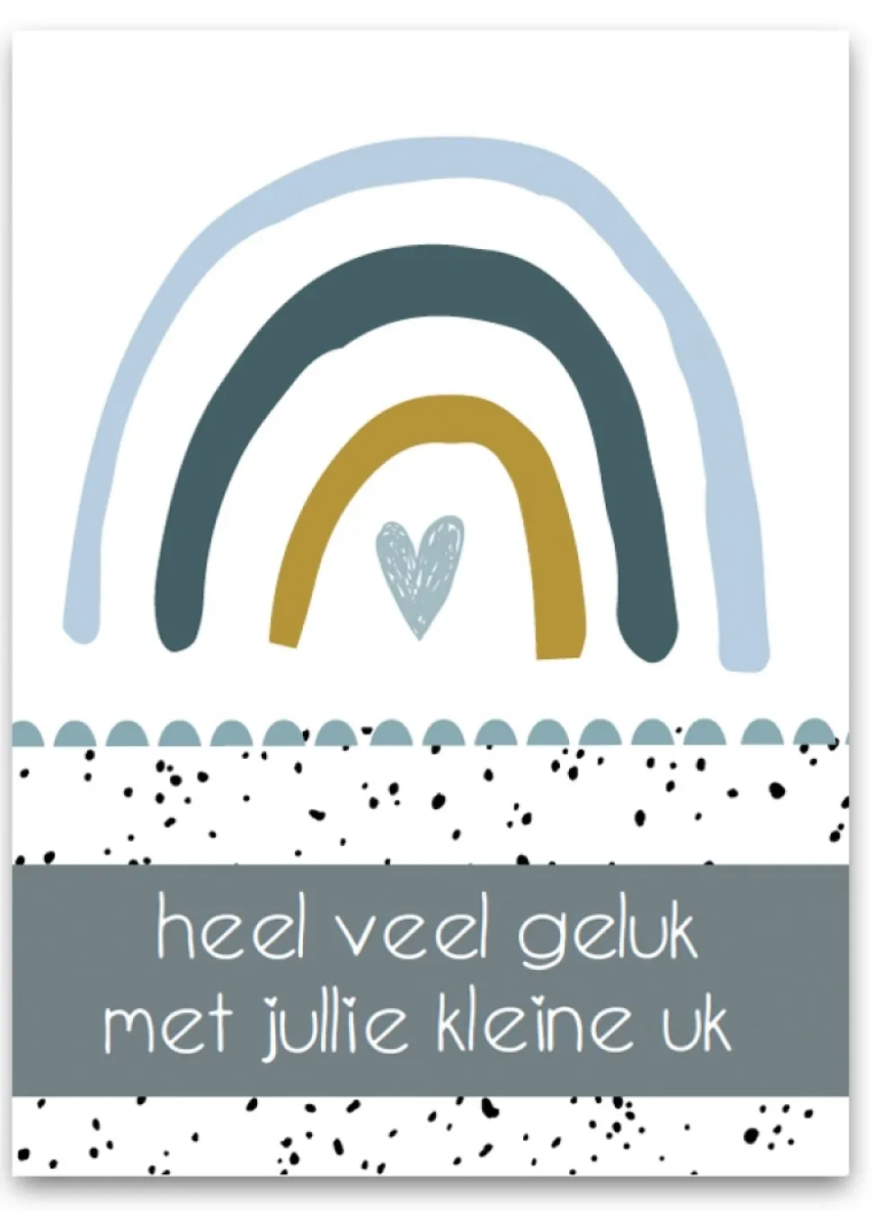 Wenskaart Heel veel geluk met jullie kleine uk (regenboog blauw)